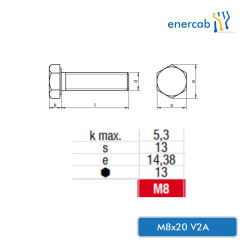 10 Stk. Sechskantschrauben M8x20 mit Vollgewinde DIN 933/ISO4017-A2-70