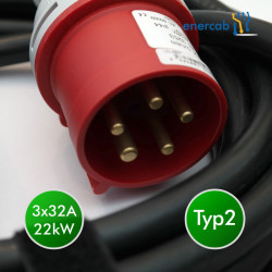 enercab flexible LED T2 22kW 3x32A-400CEE Tesla-Button