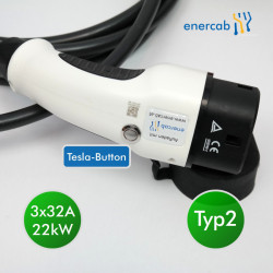 enercab flexible LED T2 22kW 3x32A-400CEE Tesla-Button