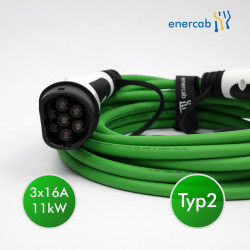 Ladekabel enercab green Typ2-Typ2 3x16A 11kW - Premium